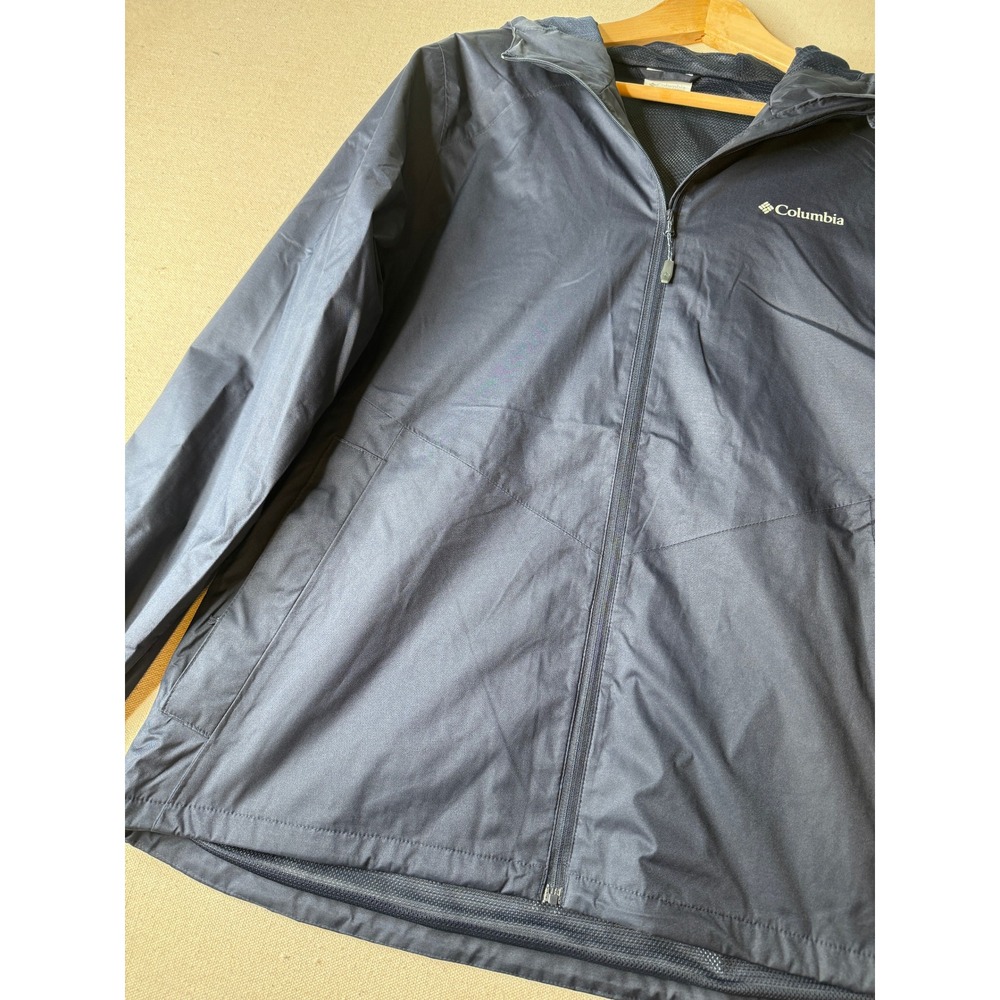 Columbia Omni-Tech Rain Jacket Women's Large Navy Waterproof Hooded‎ Lightweight